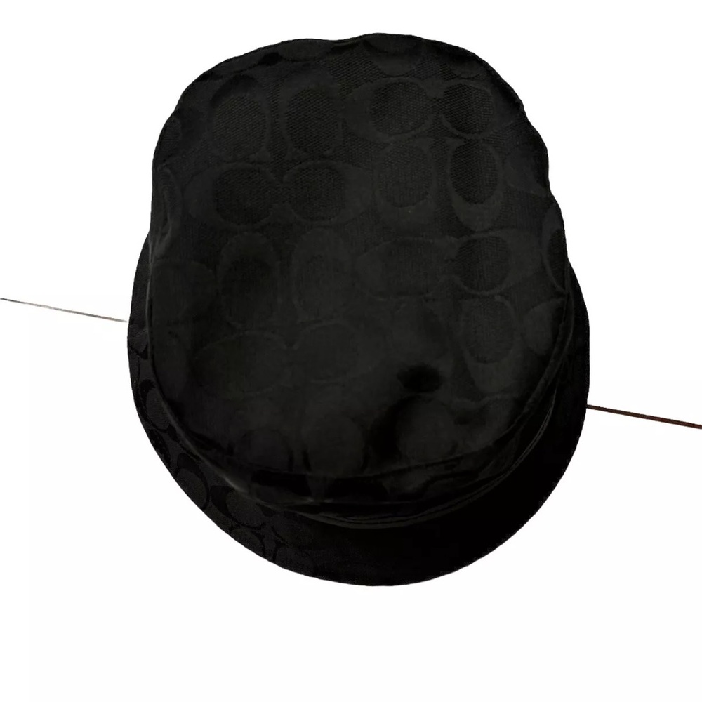 Coach Signature Bucket Hat Black Black Leather Trim SZ P/S